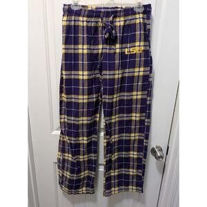 LSU Tigers Lounge Pajama Pants Mens Small Purple Yellow Gold Plaid NCAA